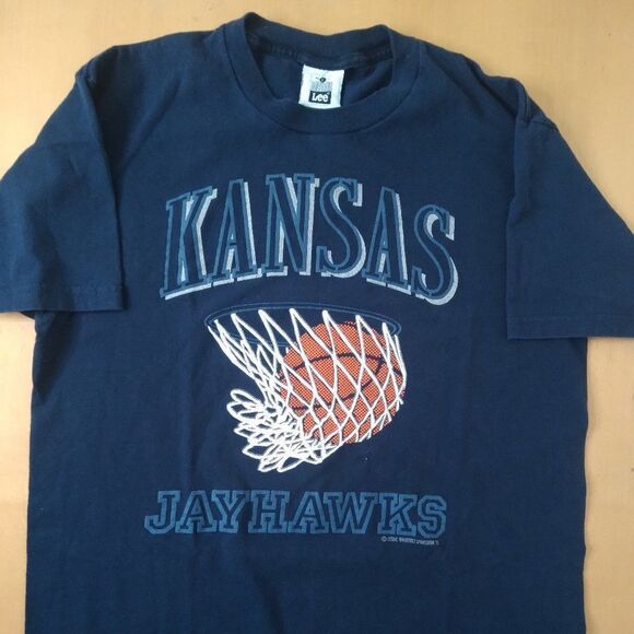Vintage 90s Kansas Jayhawks Basketball T-Shirt - Picture 2 of 8